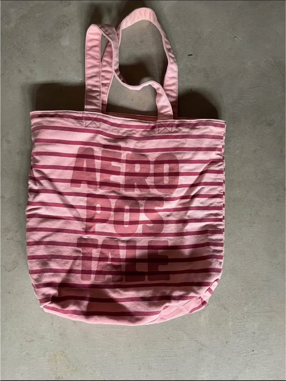 Aeropostale Pink Striped Canvas Tote with Logo